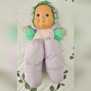 1990 Fisher-Price Cloth Kids Floppy Doll “Heidi” Lavender Pink Green Colour 12”
